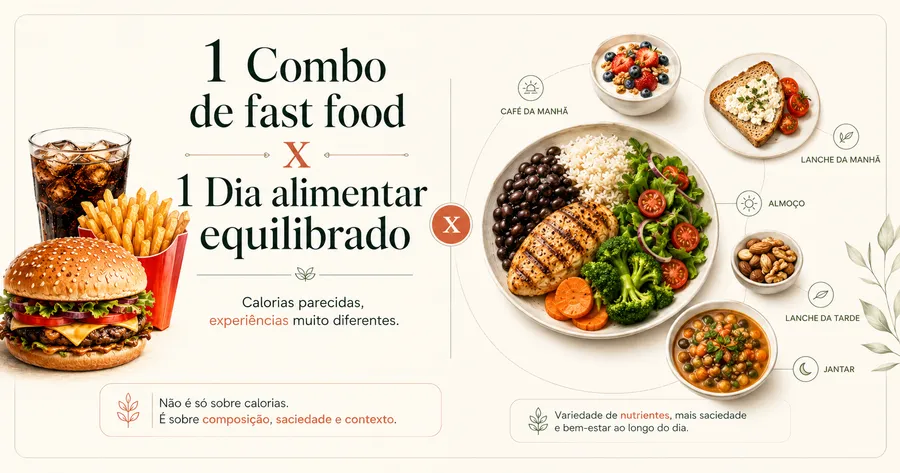 Calorias parecidas e efeitos diferentes
